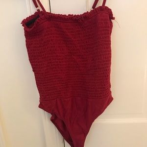 Red ruffle bodysuit